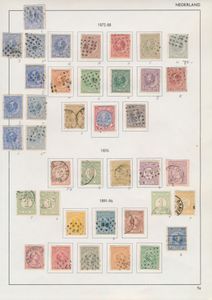 1872/1924 Verzameling op albumbladen met Willem III volledig, Hangend Haar uitgebreid met o.a. 