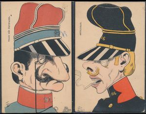 Militaire eenheden, spotprenten (8 stuks)