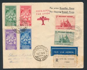 1939 N° 472 en 474, met gemeenschappelijke uitgifte Vaticaanstad, met luchtpostbrief 