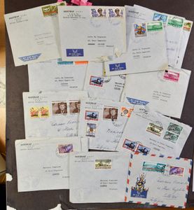 1964/1966 A small collection of about twenty letters sent to Belgium, various types of franked postage stamps with overprinted, including one hand-decorated letter, etc., vf/f/to be checked