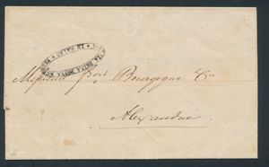 1845 complete pre-filatelistische gevouwen omslag (in het Frans) van Caïro naar Alexandrië met 