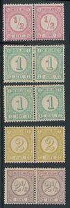 1876/1894 Cijferzegels 4 horizontale paren + 2 losse zegels, 