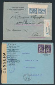 Censuur post (50x), vanuit Spanje, Griekenland, Zwitserland, enz., met meestal bestemming Parijs (Frankrijk), zeer leuke samenstelling, zm/m