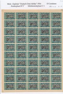 N° 30 “15c. green” in a complete sheet of 50, combination IV.2 + C.1, perforation 14, Type B overprint, vf (OBP €125)