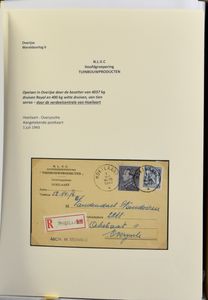 Overijse, mooie verzameling, W.O. II, met onderwerpen Bezettingsinformatie, Epuratie (zuiveringen), Oostfronters, Tewerkstelling Duitsland, Belgen in opleiding in Ierland, de mobilisatie, Duitse inval mei 1940 en de bevrijding. Uitgebreide uitleg van de poststukken, maar ook van documenten betreffende Overijse behorend tot het thema, meestal mooi opgemaakt op A4 bladen, zm
