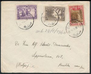 Dibaya, nos. 168, 173, and 198 on a letter from Dibaya dated Dec. 8, 1939, to Knokke, Dibaya cancellation 8A1, rare on a letter, vf