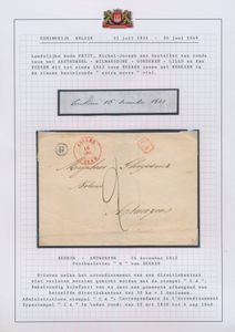1843 Voorloper met inhoud, vanuit Ekeren, vertrekstempel 