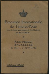 Exposition Internationale de Timbres-Poste sous le haut patronage de Sa Majesté le Roi Albert; 1924; gedrukt; ingebonden; Frans; 91pag.; zachte kaft; in redelijke staat