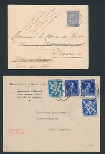 Verzameling van +60 documenten (meestal brieven), enkele mooie stempels, verschillende periodes, zm/m/ntz