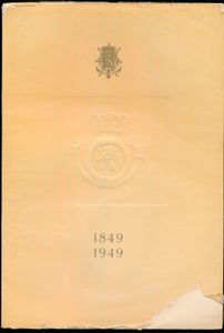 Les Centenaires des Timbres-Poste Belges 1849/1949; Postes Belges; Het Bestuur der Belgische Posterijen; 1949; gedrukt; ingebonden/gelijmd; Frans; 39pag.; zachte kaft; in redelijke staat