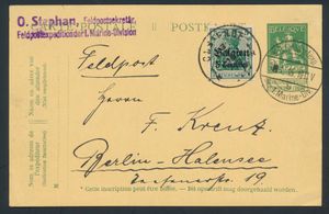 1915 Feldpost, Belgisch PWST 