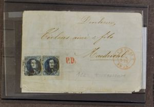 Lotje van 12 brieven of brieffragmenten, met ongetande en getande médaillons, verschillende stempels en bestemmingen, zm/m