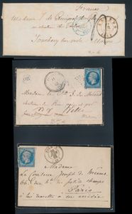 1854/1863 Kleine samenstelling van 10 brieven, merendeel naar België verstuurd, zm/m