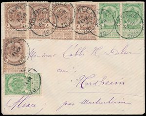 1896 N° 55 en 56, op brief, waarvan 5 ex. van 