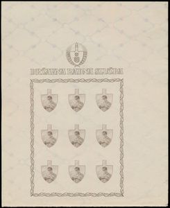 1943 N° 94/96 (Mi.), Arbeidsdienst-uitgifte, set van 8 progressieve kleurproeven met respectievelijk de centrale vignette, de rand en de volledige postzegel, elk in kleine vellen van 3 x 3 postzegels met versierde randen, voor de laatste twee waarden van de serie (en alleen de centrale vignette en de volledige postzegel voor de eerste waarde in de serie), alle gedrukt in andere kleuren dan de uitgegeven exemplaren, op papier met watermerk, ongegumd en ongeperforeerd, kleine gebreken maar over het algemeen in zeer goede staat en zeldzaam, zm/m