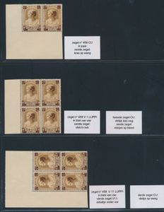 N° 459 Luppi variëteiten V1, V6, V7, V8, V9 en V11, in blokken en paren, ook met 3 curiositeiten, zie scans,  zm 