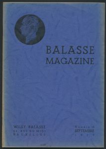 Balasse magazine n° 15; Willy Balasse; 1939; gedruckt; geheftet; Französisch; 44 Seiten; Softcover; in recht gutem Zustand