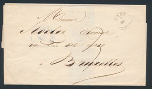 1841 Voorloper zonder inhoud, vanuit Fayt (Type 18 stempel, Herlant 4), dd. 7 maart 1841, naar Bruxelles, port 