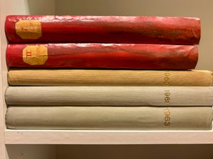Magazines, Nederlands maandblad voor filatelie en La Philatéliste, samenstelling in 5 ingebonden hardcovers 