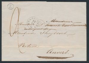 1848 Voorloper zonder inhoud, vanuit Brasschaat, vertrekstempel Type 18 