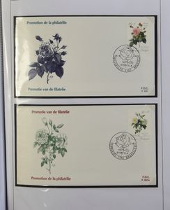 1955/2012 Mooie, thematisch opgestelde verzameling met reeksen, blokken FDC's, FDS, MK in dikke map, w.o. Dag van de Postzegel, Promotie van de filatelie, floraliën, zm