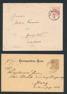 Oude periode, samenstelling honderden poststukken in 2 schoendozen, w.o. kleine gemeenten, zm/m
