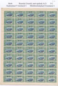 N° 36/42, from “5c” to “1fr,” in complete sheets of 50, perforation 14, except for the “25c,” perforation 15, vf (OBP €1,175)