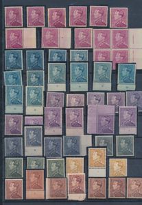 1936/1983 Samenstelling tientallen waarden, waarbij kleurnuances, plaatnummers, randinscripties, 432, 434 A + B, in gemengde kwaliteit, zm/m/ntz