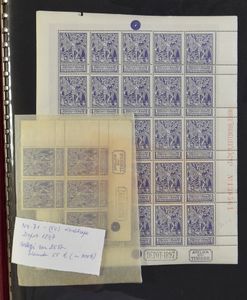 1891/1949 Verzameling in ringmap, waarbij klassiek gestempeld, velletjes 1896, proeven 17/21, stempels, Helm in velletjes van 25, BL 1/3 (BL 2 **), 188A in volledig vel, enz. + iets buitenland, zm/m/ntz