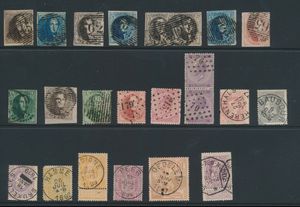 1849/1910 N° 1 tot 80, mooie verzameling met, afstempelingen, stempels, curiositeiten enz., +/-1000 zegels, zm/m/ntz