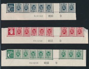 PU c 6A, KT 3 + PU c 16A, KT 5 + PU c 21A, KT 6, in 3 stroken met randinscriptie (
