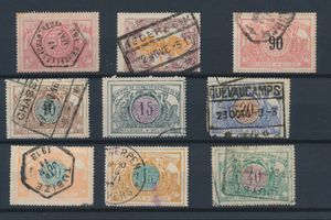 1863/1939 Samenstelling op insteekkaartjes, waarbij veel spoorweg (stempels), zm/m/ntz
