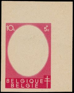 STES 4333 Proef in rood, 1 beeltenis, op dun wit gegomd papier, gedrukt in 1 kleur enkel het frame, index 2, zm