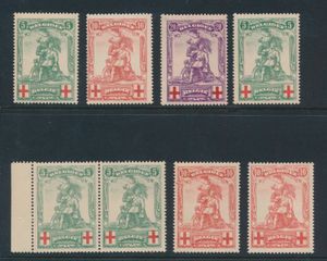 N° 126/28, 126, 126-V1 (in paar), 127-V2 en 127-V3, zm (OBP €539)