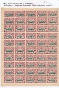 No. 68 “40c. carmine-brown” in a complete sheet of 50, combination II + A.2, perforation 14, vf (OBP €1,300)