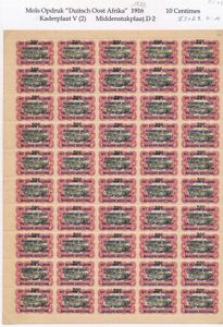 N° 48 “30c. on 10c. carmine” in a complete sheet of 50, combination V.2 + B.2, perforation 14, vf (OBP €50)