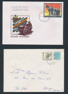 Belgische Militaire Post in Duitsland, vooral na 1950 in schoendoos, zm/m