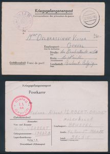 1941/1944 Samenstelling krijgsgevangenpost naar België, 5 stuks, w.o. enkele 