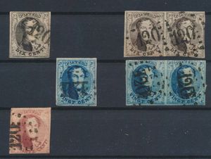 Verzamellotje ongetande médaillons (7x) o.a. 2 paar en N° 12A, alle met puntstempels P.120-Tournay, zm/m/ntz
