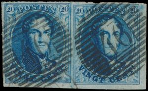 N° 11A-V3, plaat V, bijwerking van de buitenste kader, volrandig paar, positie 99/100, ex. Yves Vertommen, prachtig
