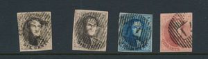 N° 6, 10A, 11A en 12, alle volrandig met afstempeling D.71-Engis, zm (COBA €66)