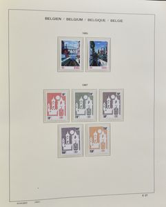 1849/2002 Verzameling in 6 Schaubek albums, klassiek in gemengde kwaliteit, Fijne baard *, Brede baard *, Pellens *, 5 franken *, Rode Kruis * (n° 163 hergomd), Helm *, Landschappen **, Orval L + Kroon *, Mercier *, Kruis van Lotharingen *, Grote Orval *, Ridder **, BL 3 **, BL 4 *, UPU **, Brugge **, BL 27/28 gestempeld, BL 30/31 **, dienst, SP, SP vignetten, nominaal (laatste paar jaar in omslagen), zm/m/ntz