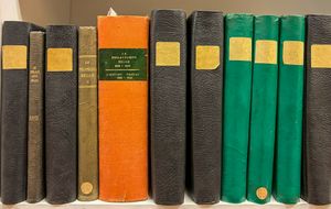 La Philatéliste Belge, verschiedene Ausgaben in Hardcover gebunden, 11-stündige Zusammenstellung; Einbände klebrig