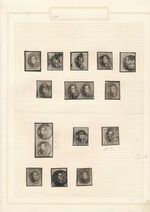 Ongetande médaillons (met en zonder watermerk), afstempelingen, paren, kleuren, geburen, griffen, boorden, letters, enz., +/-100 zegels, voor specialist, zm/m