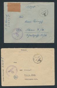 W.O. II: Tsjechoslowakije, 1944, 5 kampbrieven naar Wenen, zm