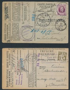 1925/1937 Samenstelling 103 spaarkaskaarten, alle gefrankeerd met Houyoux of Cérès, met port- en gemeentestempels, zm/m/ntz