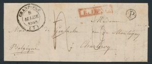 1848 Voorloper met inhoud, vanuit Martincourt (Frankrijk), 7 maart 1848, naar Charleroi, geadresseerd aan Madame 