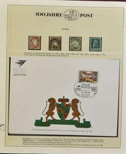 Post, 500 jaar post, zeer uitgebreide verzameling in 9 albums met zegels, HK, poststukken, zm