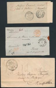 Verzameling van 26 voorlopers, na 1800 (ook enkele buitenlandse), verschillende stempels, met uitgebreide beschrijving voor enkele brieven, zm/m/ntz