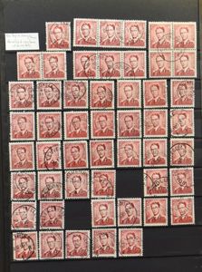 Uitgifte 1915, Houyoux, Poortman, Boudewijn bril, voorraad overwegend gestempeld in 6 insteekboeken, na te zien op stempels en kleurnuances, zm/m/ntz